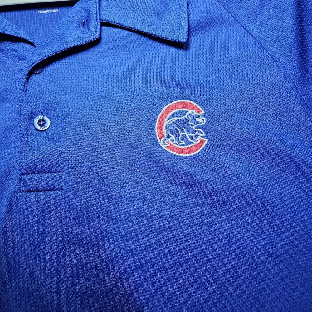 Nike Chicago Cubs Polo Shirt Mens Large Blue Performance Baseball Authentic MLB - Picture 2 of 8